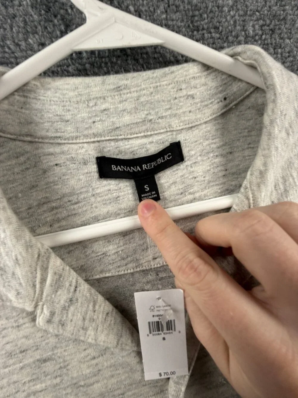 NWT Banana Republic KNIT LINEN Button Up Shirt Small Heathered Beige Camp Hawaii